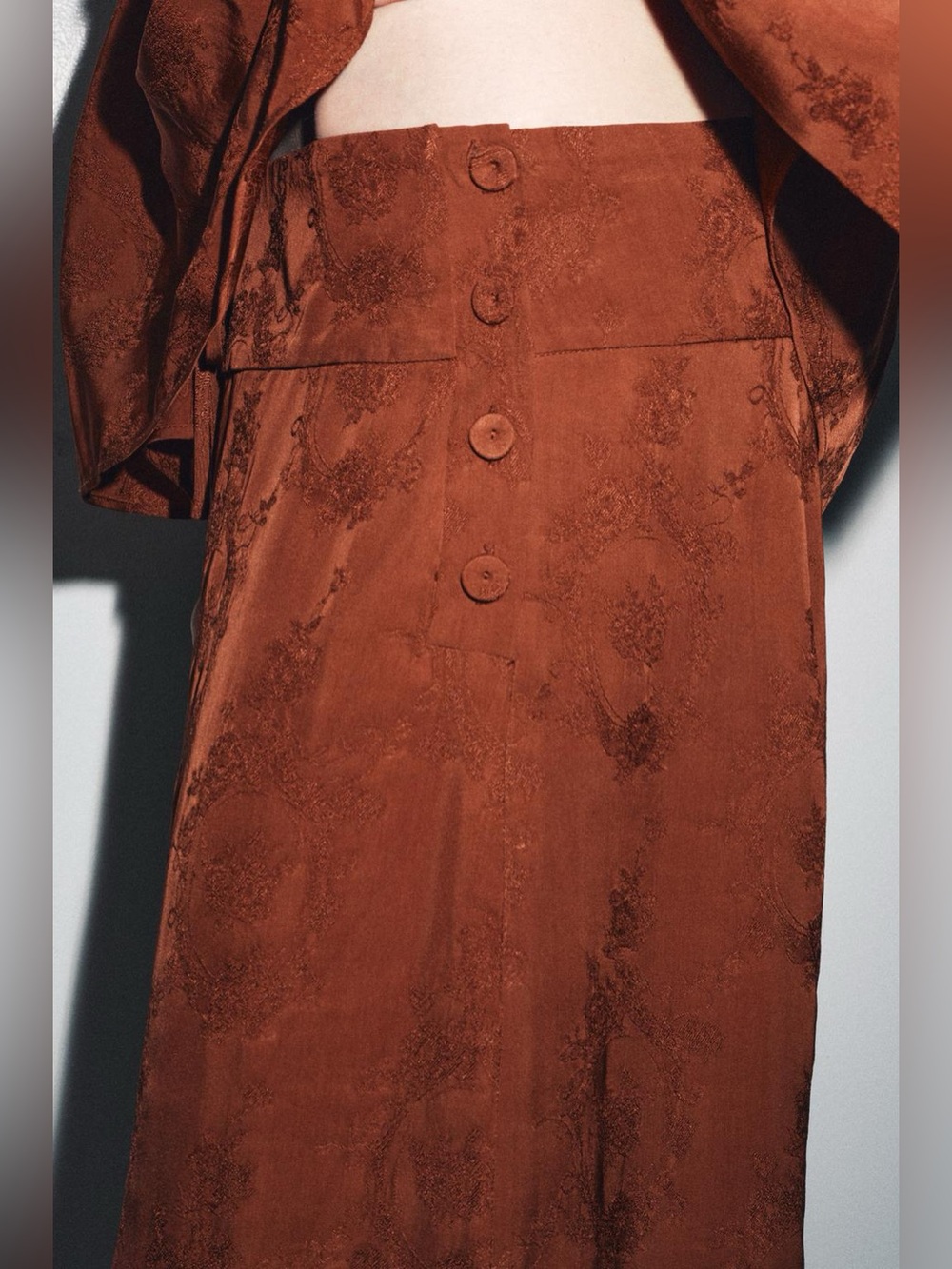 NWT. Zara ZW Collection Russet Viscose Jacquard Trousers. Size XS. - Picture 5 of 12